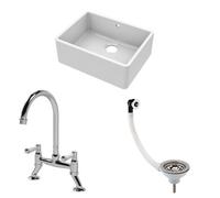 Fireclay 1 Bowl Butler Sink Overflow Waste Mixer Tap 595mm Balterley White One Size