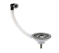 Fireclay Kitchen Sink Basket Strainer Waste with Overflow - 90mm - Brushed Nickel