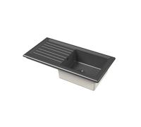 Fireclay Single Bowl Kitchen Sink Grooved Drainer Soft Black 1010mm Balterley Grey One Size