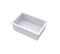 Balterley 457mm White Kitchen Sink, Square Undermount Single Bowl with Overflow Hole, Durable Fireclay Ceramic Kitchen Sink Bowl, Undermount Sinks for Kitchens - 711 x 483 x 254mm (Glossy White)
