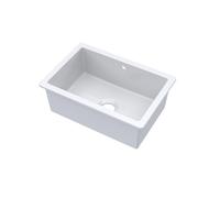 Fireclay Single Bowl Square Undermount Kitchen Sink, Central Waste & Overflow, 711mm - White