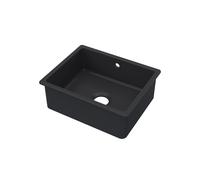 Balterley 548mm Black Kitchen Sink, Rectangular Undermount Single Bowl with Overflow Hole, Durable Fireclay Ceramic Kitchen Sink Bowl, Undermount Sinks for Kitchens - 548 x 442 x 197mm (Matt Black)