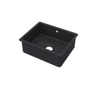 Fireclay Single Bowl Square Undermount Kitchen Sink with Overflow, 548mm - Soft Black