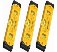 Firecore Spirit Level 230mm 3 Pack - Magnetic Torpedo Level with 3 Bubble Vials (45°/90°/180°) - Boat Level Tool Set for DIY Home Improvement, Carpentry, Builder & Picture Hanging