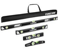 Firecore Spirit Level Set 4pcs (120cm, 60cm, 30cm, 25cm) -Magnetic Bubble Level Tools with Nylon Bag, Shockproof Aluminium Box Beam Levels for Builders, DIY, Carpentry, Construction & Home Improvement