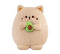 Firecos Cat Plush Toy Kawaii Stuffed Animal Soft Cat Avocado Cute Cuddly Kitten Mini Hugging Plush Birthday for Friends Kids (Khaki, 35cm)