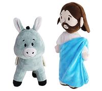Firecos Jesus and Donkey Plush Toy, Stuffed Soft Christ Religious Doll, Cute Bedtime Companion for Children, Christening Easter Gifts