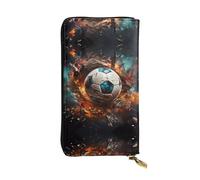 Firecracker Soccer Long leather wallet, portable credit card holder, zippered coin purse, and ID compartment