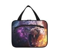 Fired Angry Cheetah Hanging Travel Toiletry Cosmetic Makeup Bag Large Capacity Foldable Storage Wash Bags for Women Girls Bathroom