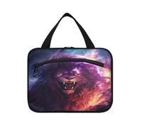 Fired Angry Lion Hanging Travel Toiletry Cosmetic Makeup Bag Large Capacity Foldable Storage Wash Bags for Women Girls Bathroom