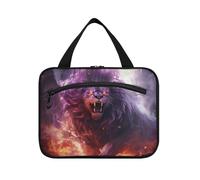 Fired Angry Lion Hanging Travel Toiletry Cosmetic Makeup Bag Large Capacity Foldable Storage Wash Bags for Women Girls Bathroom