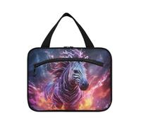Fired Angry Zebra Hanging Travel Toiletry Cosmetic Makeup Bag Large Capacity Foldable Storage Wash Bags for Women Girls Bathroom