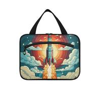 Fired Cartoon Rocket Hanging Travel Toiletry Cosmetic Makeup Bag Large Capacity Foldable Storage Wash Bags for Women Girls Bathroom