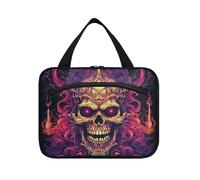 Fired Coo Skull Art Hanging Travel Toiletry Cosmetic Makeup Bag Large Capacity Foldable Storage Wash Bags for Women Girls Bathroom