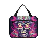 Fired Cool Purple Skull Hanging Travel Toiletry Cosmetic Makeup Bag Large Capacity Foldable Storage Wash Bags for Women Girls Bathroom