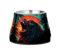 Fired Gorilla Howling Pet Bowl Non Slip Anti Skid Dog Bowls Stainless Steel Stackable Food Puppy Bowl Dishes