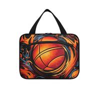 Fired Pattern Watercolor Basketball Hanging Travel Toiletry Cosmetic Makeup Bag Large Capacity Foldable Storage Wash Bags for Women Girls Bathroom