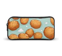 Fired Potato Balls Funny Pen Case Pencil Large Pouch Stationery Bag Makeup Cosmetic Organizer for Men Women