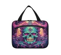 Fired Purple Skull Hanging Travel Toiletry Cosmetic Makeup Bag Large Capacity Foldable Storage Wash Bags for Women Girls Bathroom