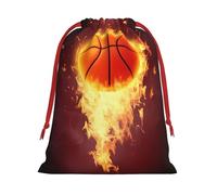 Fired Up Basketball Print Drawstring Bag wrap, String Pouches, Premium Packaging Bags for Business & Events M