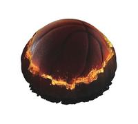 Fired Up Basketball Waterproof Reusable Shower Cap For Women - Elastic Hair Cover For Bath, Spa, Travel & Daily Use