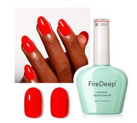 Firedeep 16ml Gel Nail Polish, Bright Red Color Soak Off UV LED Nail Gel Polish Spring Summer Nail Art Starter Manicure Salon DIY at Home 1Pcs