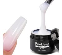 Firedeep Builder Nail Gel, 35 g, Milk White, 3 in 1 Builder Gel for Nails, Hard Gel Builder Nail Extension Gel with Clear Nail Tips, Model and Brush