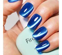 Firedeep Cat Eye Gel Nail Polish 16ml Sapphire Blue Gel Polish Holographic Glitter UV/LED Gel Polish for Nail Art DIY at Home Manicure with Magnetic Stick
