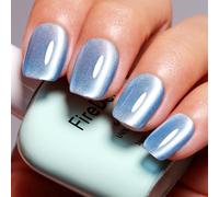 Firedeep Moonlight Blue Cat Eye Gel Nail Polish - 16ml Light Blue Holographic Shimmer UV/LED Gel Polish with Magnetic Stick