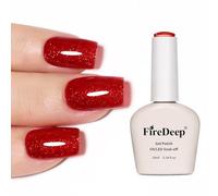 Firedeep Red Glitter Gel Polish Hema Free 10ml Same Color Same Top Cover Christmas Red Reflective Sparkle UV Polish Manicure Art DIY