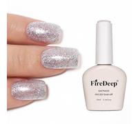 Firedeep Sparkle Silver Gel Polish Glitter Hema Free 0.34 OZ Same Color Same Top Cover Reflective UV Polish Manicure Nail Art DIY