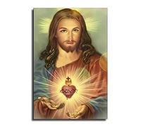 FireDeer Catholic Jesus Poster Print On Canvas Painting Christian God Pictures for Living Room No Frame (Sacred Heart of Jesus-1,8x12inch)