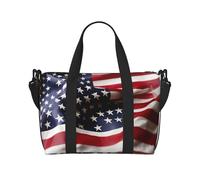 Firefighter American Flag Print Hand Travel Bag with Zipper Weekender Overnight Bag for Women Men Carry On