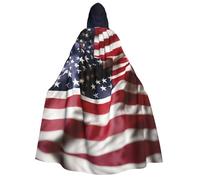 Firefighter American Flag Print Hooded Unisex Adult Cloak Halloween Christmas Carnival Theme Parties Cosplay Costum