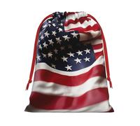Firefighter American Flag Print Reusable Drawstring Gift Bags For Candy Bag Birthday, Wedding Or Daily