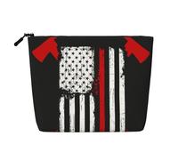 Firefighter American Flag Printed Make up Bag for Women Makeup Bags Zipper Travel Cosmetic Bags Pouch Organizer