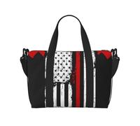 Firefighter American Flag Printed Travel Duffel Bag for Women Men - Weekend Overnight Bags with Adjustable Shoulder Strap and Handle