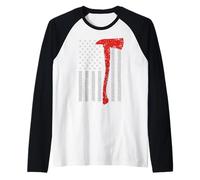 Firefighter American Flag Raglan Baseball Tee