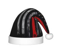 Firefighter Axe Red Line Flag Christmas Hat - Classic Santa Xmas & New Year Party Headwear - Perfect for Holiday Celebrations, Halloween