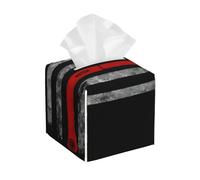 Firefighter Axe Red Line Flag Patterned square tissue box in double sided leather for home, office and bedroom