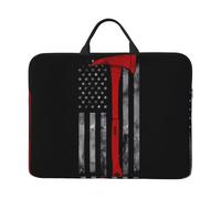 Firefighter Axe Red Line Flag Print 14in Laptop Case Sleeve Bag â€“ Padded for Protection, Portable Handle & Smooth Zipper