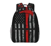 Firefighter Axe Red Line Flag Print Casual Daily Bookbag, 20 * 29 * 40cm Durable Basic Backpack For Travel And Vacation Classics Daypack