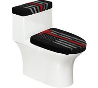 Firefighter Axe Red Line Flag Print Elastic Toilet Lid Seat Cover | Toilet Seat Cover Toilet Tank Cover Toilet Seat Covers For Bathroom Bathroom Decor For Home Hotel Public Places