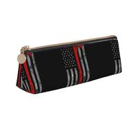 Firefighter Axe Red Line Flag Print Students Supplies Higher Capacity Pencil Pouch Pen Case School Travel Office Desk