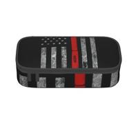 Firefighter Axe Red Line Flag Print Teen Large Storage Pencil Case Stationery Organizer School College Business Travel
