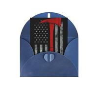 Firefighter Axe Red Line Flag Printing Holiday Love Buckle Pearl Paper Envelopes Greeting Vertical Thinking Of You Cards 6 X 4 Inch