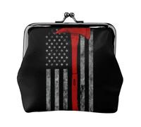 Firefighter Axe Red Line Flag Printing Small Coin Purse, Lightweight Travel Wallet for Sightseeing Tours and Shopping Sprees