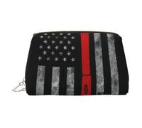 Firefighter Axe Red Line Flag PVC Leather Makeup Bag Cosmetic Pouch Travel Organizer Toiletry Clutch