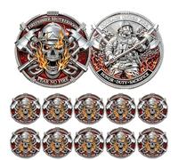 Firefighter Brotherhood Challenge Coin, Fear No Fire Commemorative Coin with Skull & Axe 3D Double-Sided Design, Firefighter Retirement Appreciation Gift for Men Women (10 Pcs)