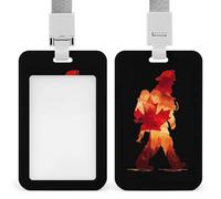 Firefighter Canadian Flag Funny ID Badge Holder with Lanyard Name Card Holders for Work Nurse Teacher